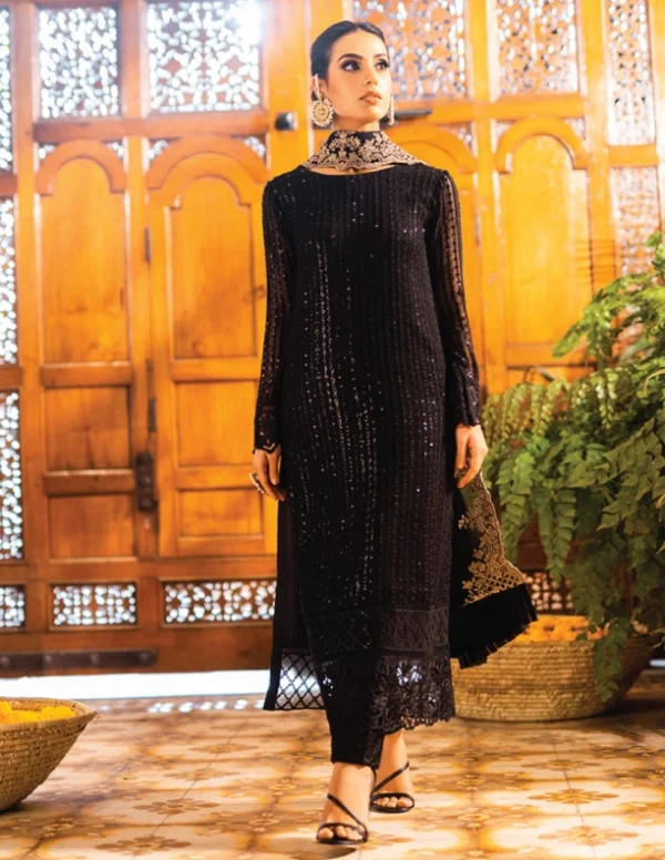 iqra aziz black dress by rivaaj