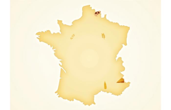 Carte stylisée des régions de France avec des marqueurs pour les producteurs partenaires de Fleur de Sel & Fourchette.